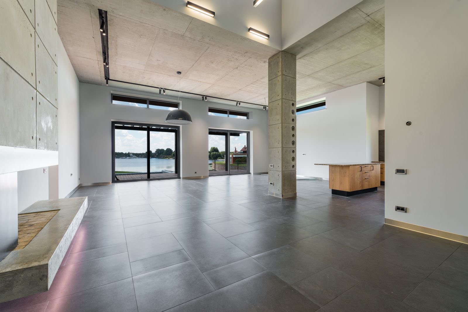 Open commercial space with a durable floor