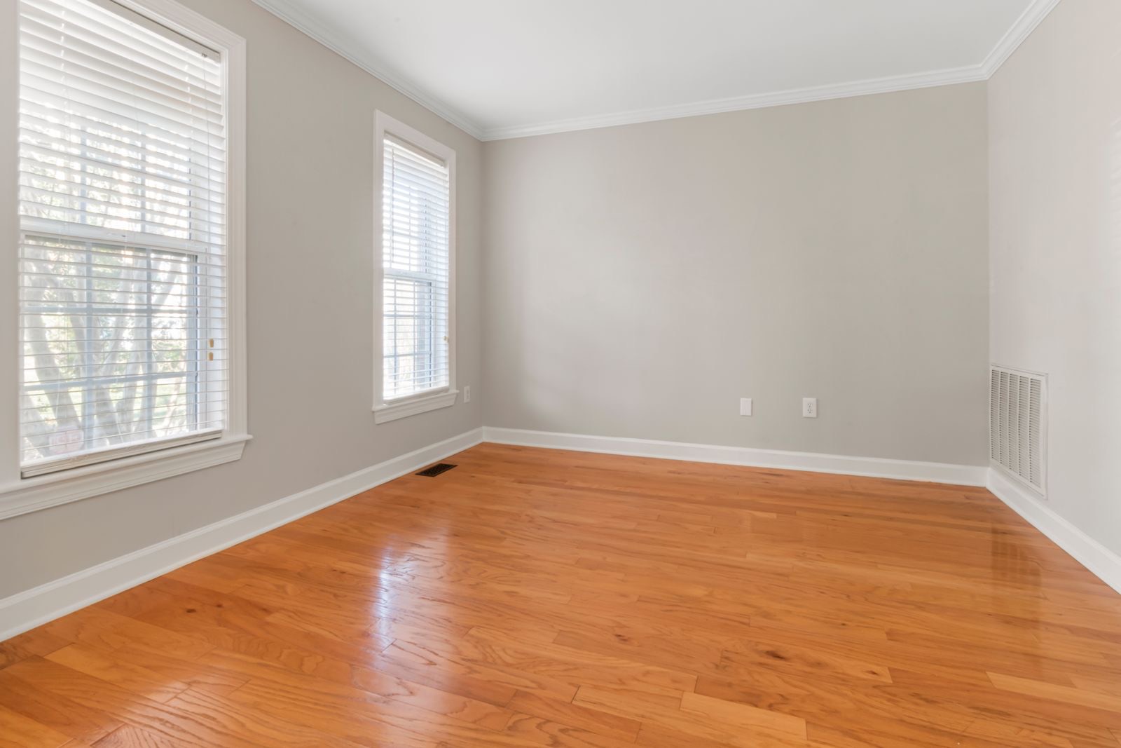 Bright living room with hardwood flooring
