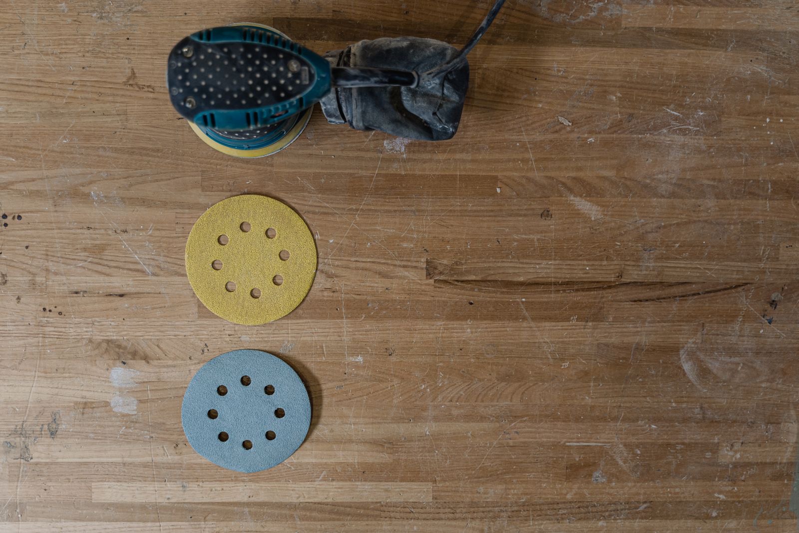 Floor sanding pads used to refinish hardwood down to raw wood