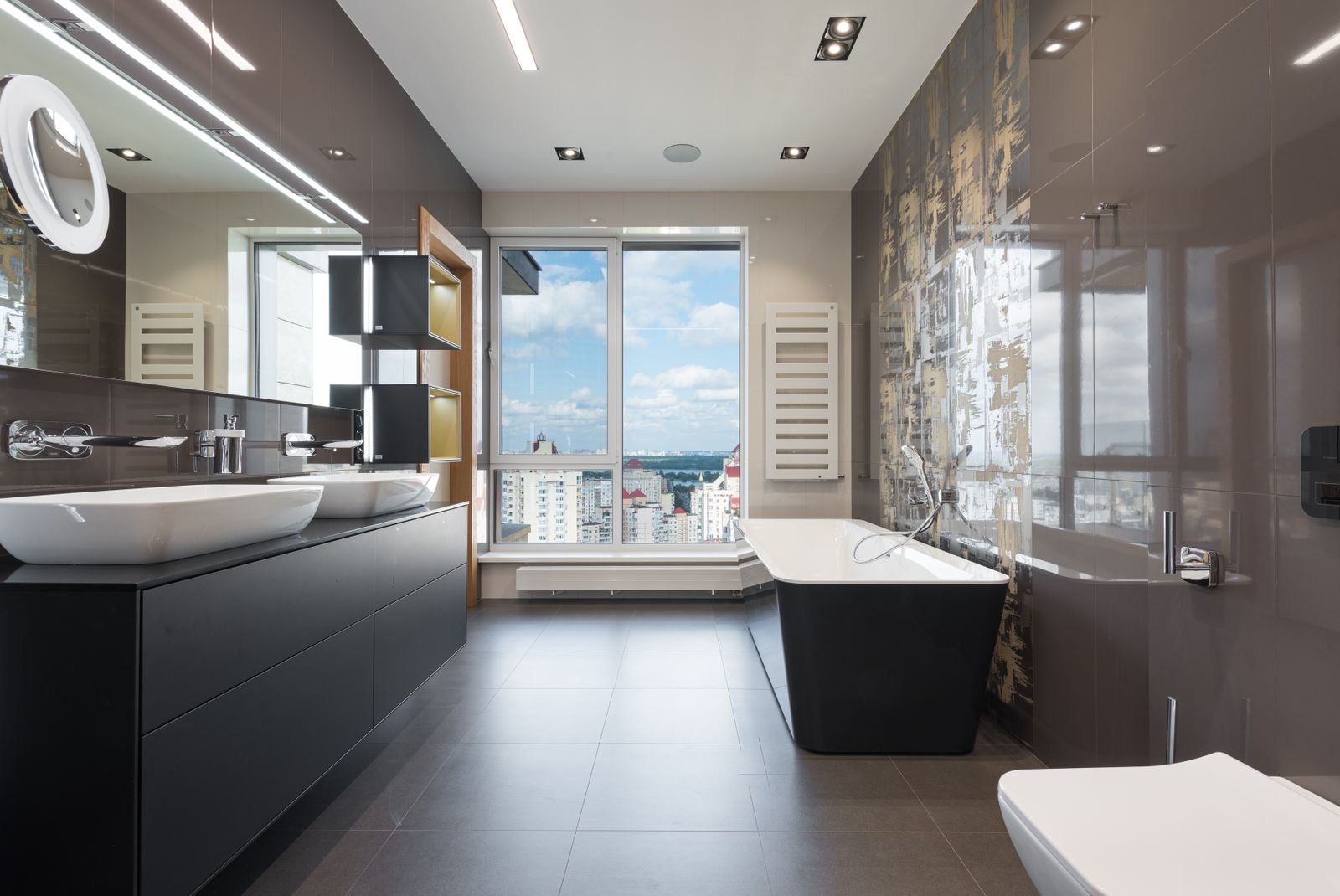 Modern kitchen with luxury vinyl tile flooring
