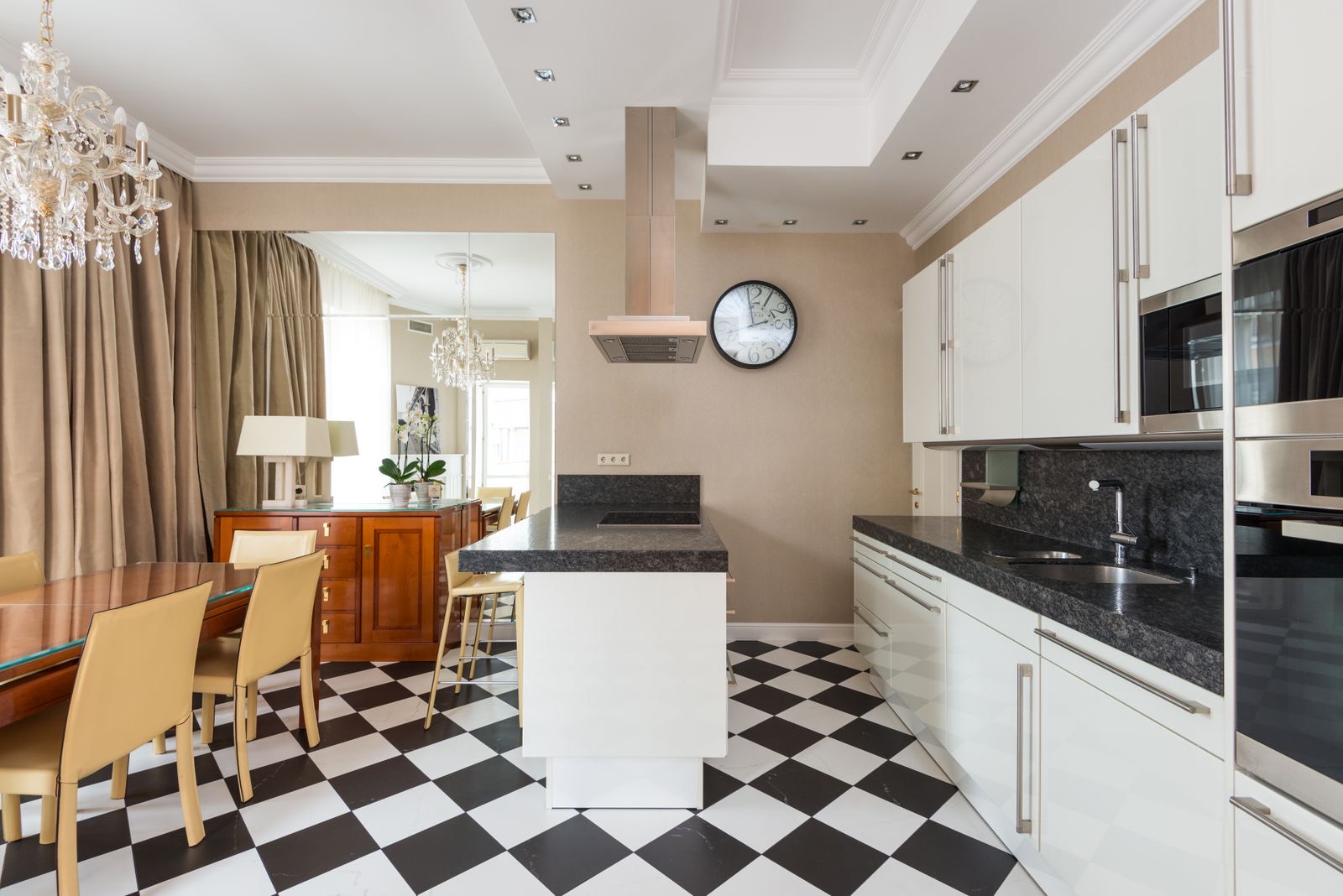 Classic checkerboard vinyl kitchen floor