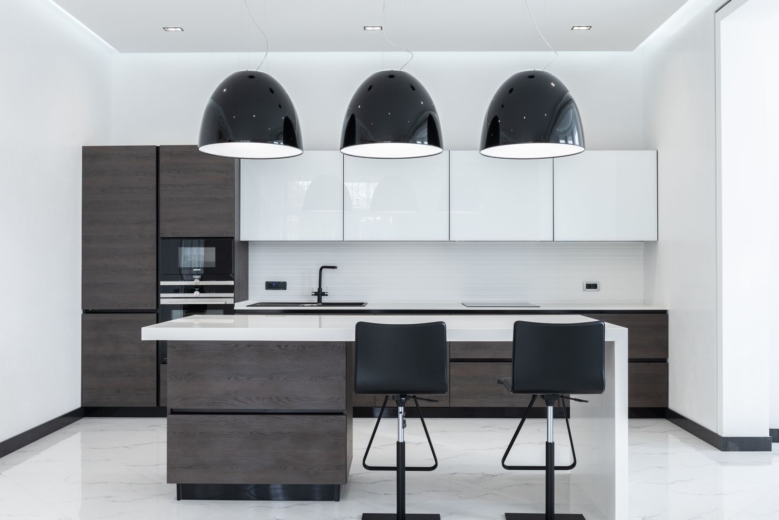 Modern kitchen with durable resilient flooring