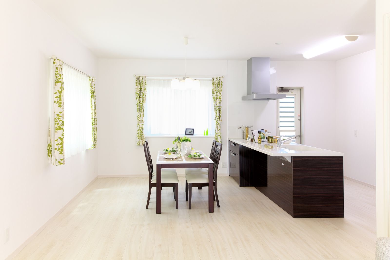 Bright kitchen with durable, easy-clean resilient flooring