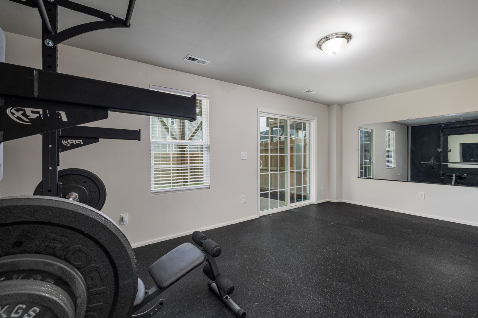 Home gym with a durable rubber floor